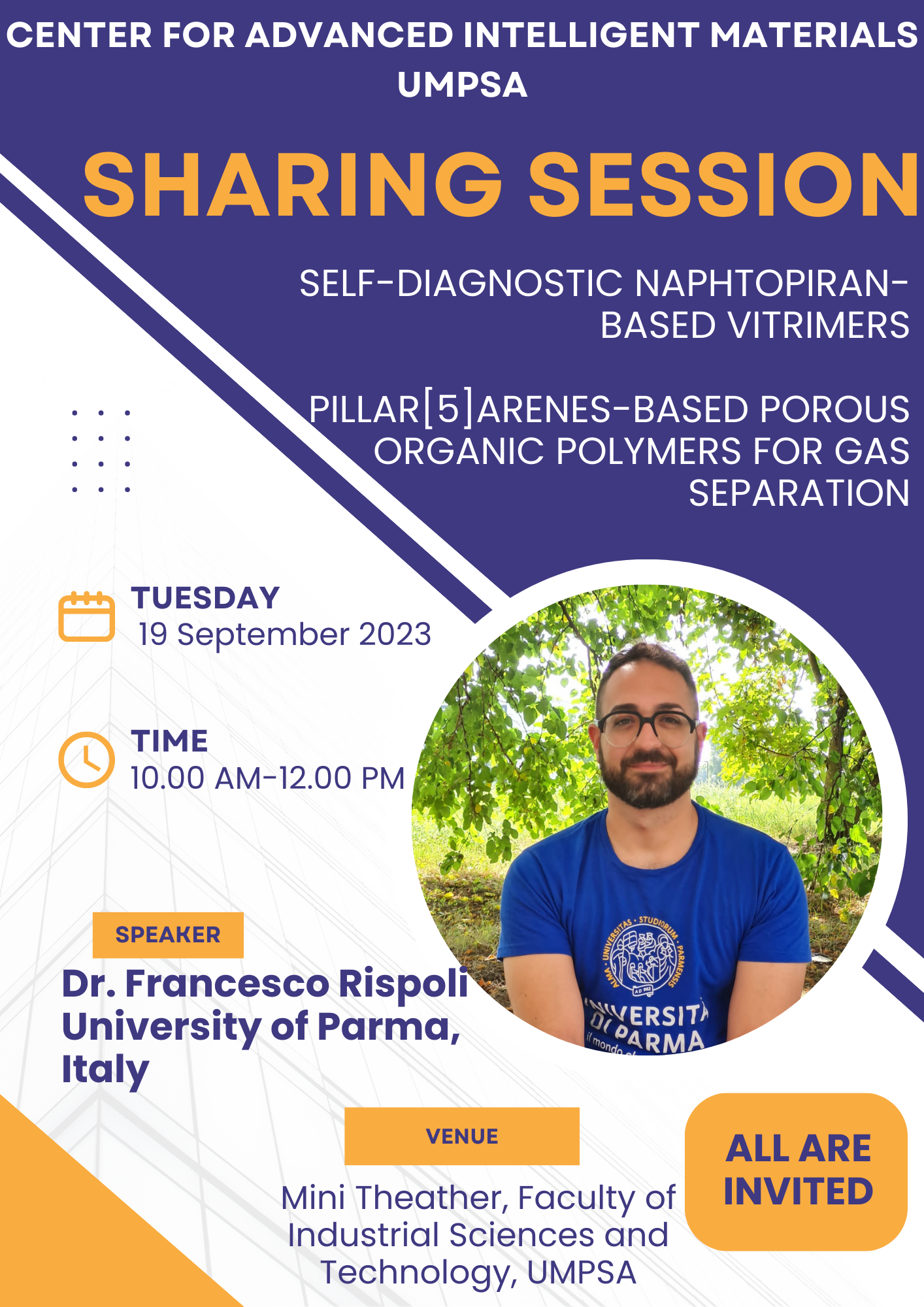 Sesi Perkongsian bersama Dr Francesco Rispoli dari University of Parma, Itali